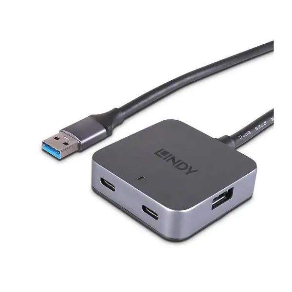 Hub Lindy 4 Porturi, interfata USB 3.2 / 3.1 Gen 1 / USB 3.0, latime de banda suportata 5Gbs, Gri