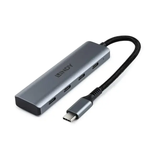 Hub Lindy USB-C 3.2 4 Port, gri Hub Lindy USB-C 3.2 4 Port, gri