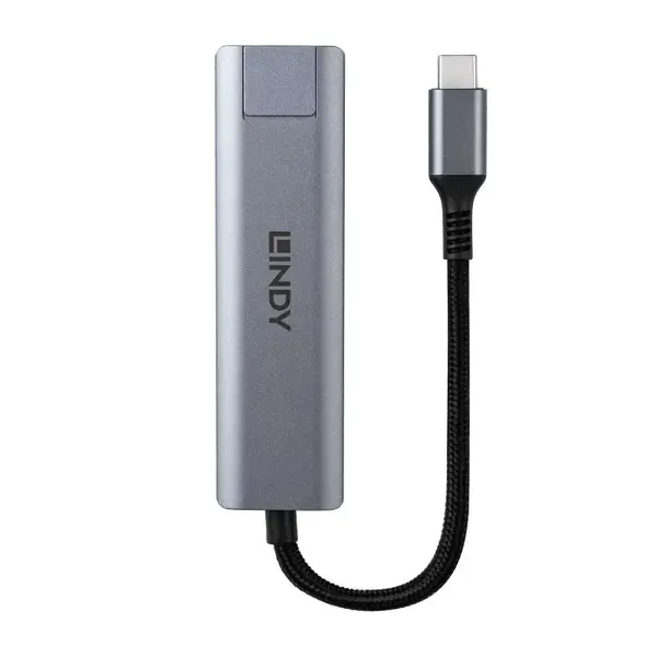 Hub Lindy USB3.2 Gigabit Ethernet, gri Hub Lindy USB3.2 Gigabit Ethernet, gri