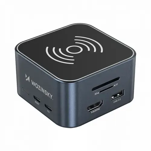 Hub Multifunctional WZK WHBC09Y8S, 12in1, USB-C/USB-A, RJ45, SD+TF, Jack 3.5mm Casti+Microfon (Gri)