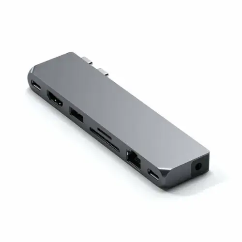 Hub multiport USB, Satechi, Compatibil cu Apple, HDMI 4K, Gri