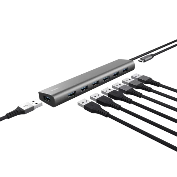 Hub Trust Halyx 7xUSB 3.2 Gen1, gri Hub Trust Halyx 7xUSB 3.2 Gen1, gri