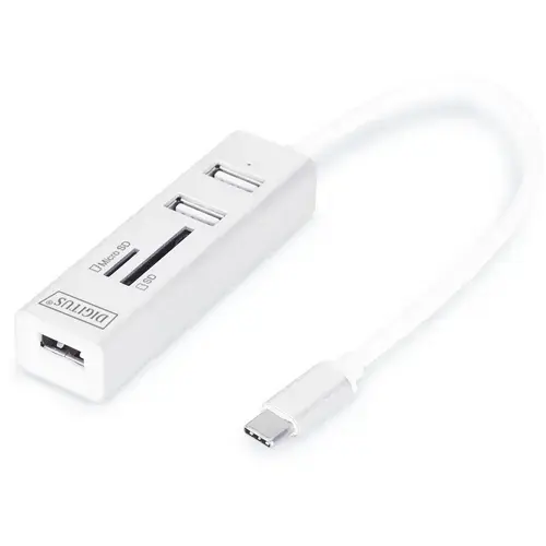 HUB USB 2.0, 3 porturi, Type C, slot SD, micro SD, Digitus