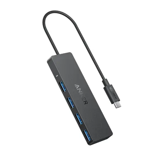 Hub USB Anker USB-C, 4x USB-A, 5Gbps (Negru)