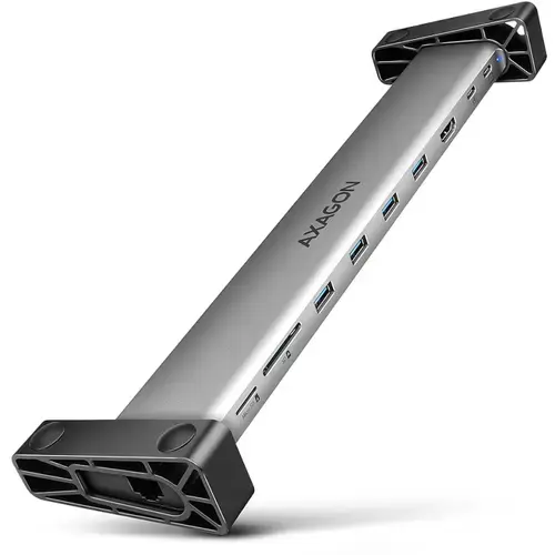 Hub USB Axagon HMC-10HLS, 4x USB-A, 2x USB Type-C, RJ-45, HDMI, SD/microSD (Argintiu)
