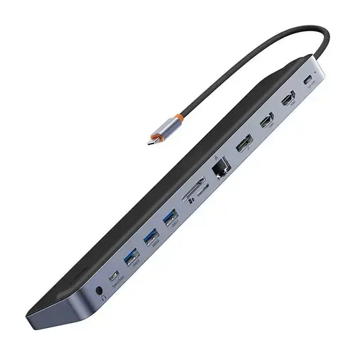 Hub USB BASEUS 12in1 de la Type-C la 3xUSB3.2+2xUSB3.0+HDMI 4K+USB-C(PD)100W+USB-C+DP+TF/microSD+RJ45+AUX/m/3.5mm