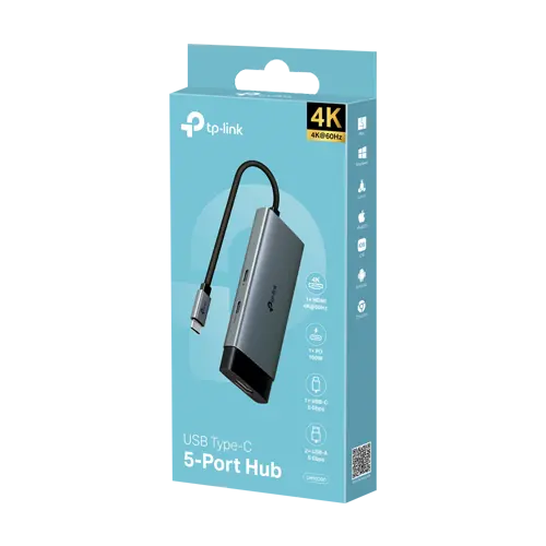 Hub USB-C 5-in-1, 1 x USB-C PD 100W, 1 x USB-C 5Gbps, 2 x USB-A 5Gbps, 1 x HDMI 4K@60Hz - TP-Link UH5020C