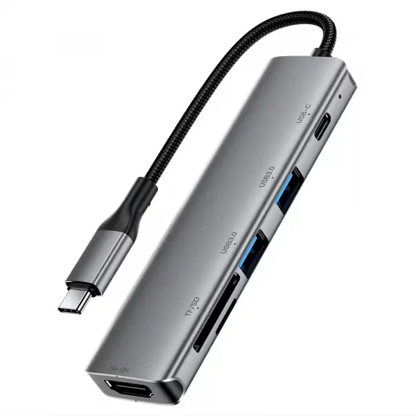 Hub USB-C Acefast J18, 6in1, Gri