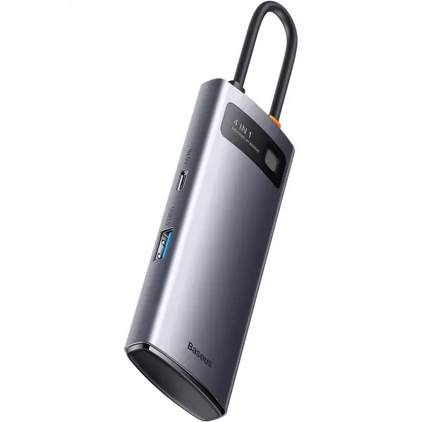 Hub USB-C Baseus Metal Gleam, 4 x USB-A 3.0, Gri WKWG070013