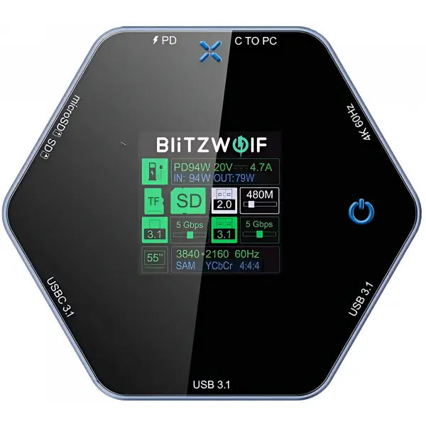 Hub USB-C BlitzWolf BW-TH16, 8in1, Gri