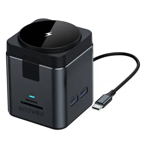 Hub USB-C cu Incarcare Wireless QI BlitzWolf BW-TH17, 9in1 (Negru)