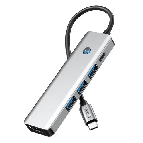 Hub USB-C Tech-Protect HB01, 2 x USB-A, 1 x USB-A 3.0, 1 x USB-C, 1 x HDMI (Gri)