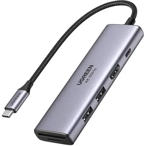 Hub USB-C UGREEN CM511, 2 x USB-A 3.0, 1 x USB-C, 1 x HDMI, 1 x SD, 1 x microSD (Gri)