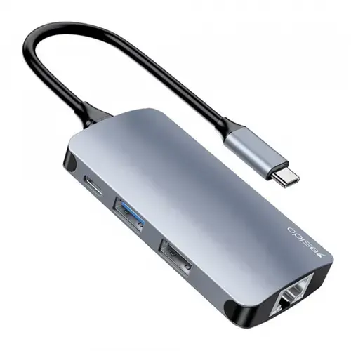 Hub USB-C Yesido HB15, 6in1 (Gri)