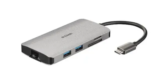 HUB USB D-LINK DUB-M810, Gigabit LAN x 1, SD/microSD Dual Card Reader x 1, USB 3.0 x 3, HDMI x 1, USB Type C x 1 (Gri)