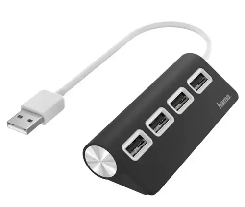 Hub USB Hama 200119, 4 x USB 2.0 (Negru)
