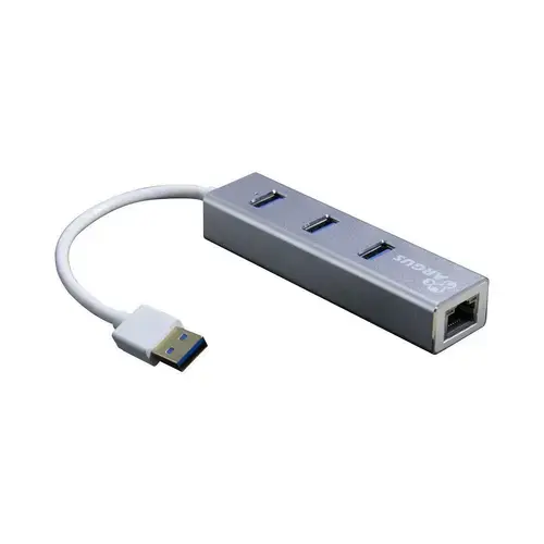 HUB USB Inter-Tech Argus IT-310-S, USB 3.0 - RJ45 Gigabit, 3 x USB 3.0 (Argintiu)