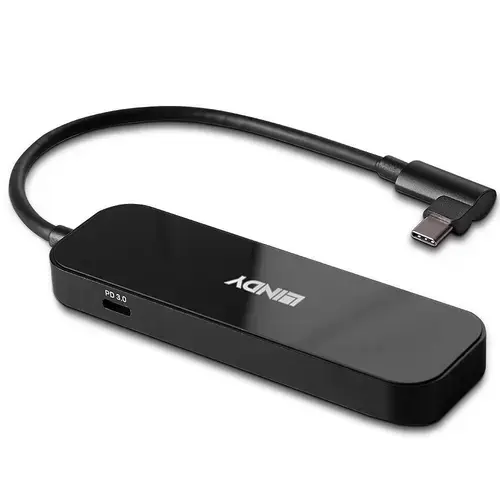 Hub USB Lindy LY-43334, 2x USB-A, 3x USB-C, PD 3.0 pana la 100 W (Negru)