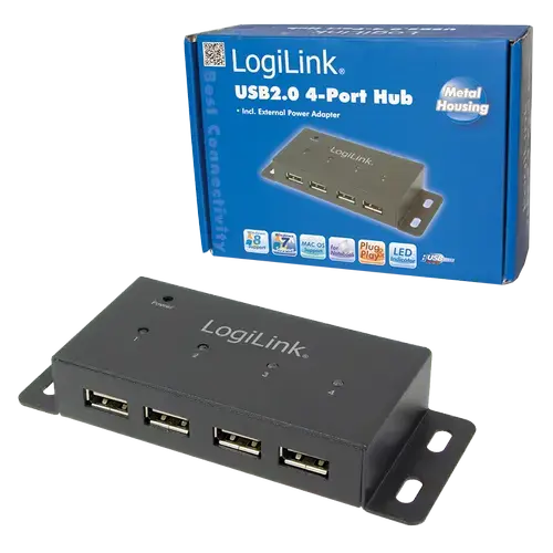 Hub USB Logilink UA0141A, 4x USB 2.0 (Negru)