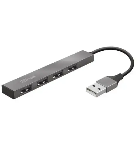 HUB USB Trust Halyx Aluminium, 4 x USB 2.0 (Argintiu)