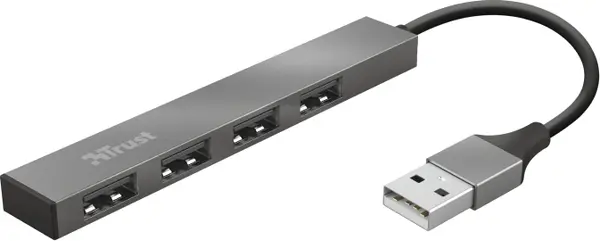 Hub USB Trust - Halyx Mini, 4-porturi, USB-A, gri