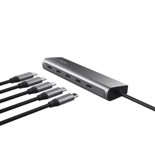Hub USB Trust Halyx TR-25136, 5 USB Type-C, 100 W (Gri)