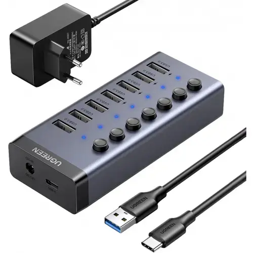 Hub USB UGREEN CM481, 7 x USB-A 3.0 (Gri)