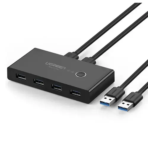 Hub USB UGREEN US216 Two Sharing Switch Box, 4 x USB-A 3.0 (Negru)