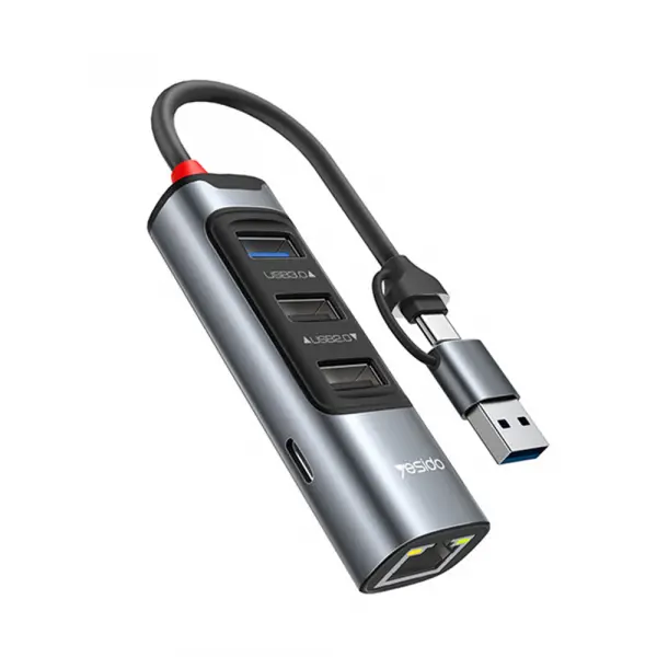 Hub USB / USB-C Yesido HB21, 5in1, Gri