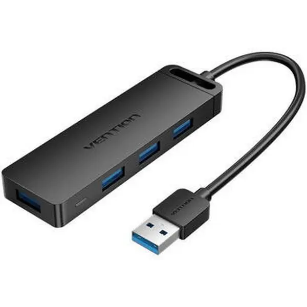Hub USB Vention CHLBF, 4 porturi USB, microUSB, rata transfer 5 Gbps, material ABS, cablu 1m, negru