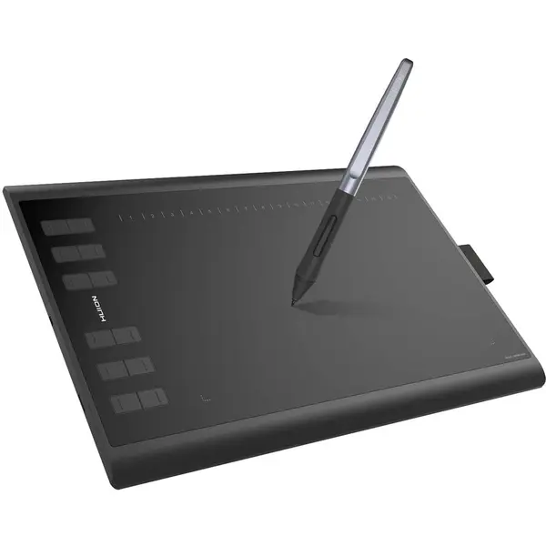 HUION Tableta grafica Huion Inspiroy H1060P, Functie de inclinare ± 60 , Stilou fara baterie, Presiune 8192 5080LPI, 12 taste personalizabile, Negru