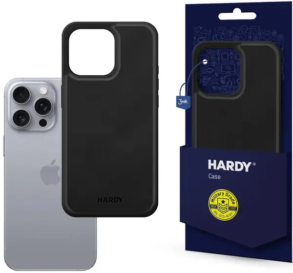 Husă 3mk - Hardy Silky Leather MagCase, iPhone 16 Pro, negru