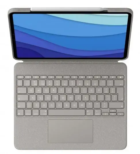Husa Book Cover cu tastatura Logitech Combo Touch pentru Apple iPad Pro 12.9inch (Gen.5 / Gen.6) (Gri deschis)