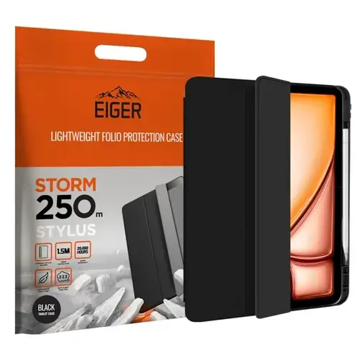 Husa Book Cover Eiger Storm 250m Stylus EGSR00234, pentru Apple iPad Air 13 2024 (Negru)