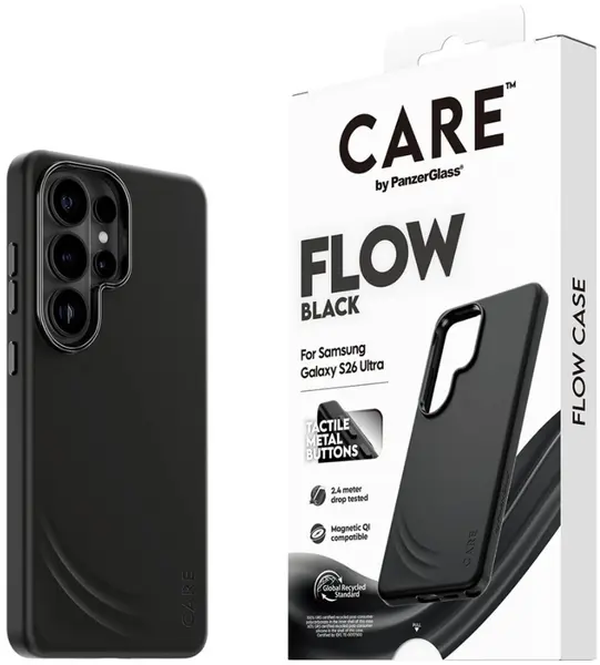 Husă CARE – Flow, Galaxy S26 Ultra, Qi, negru