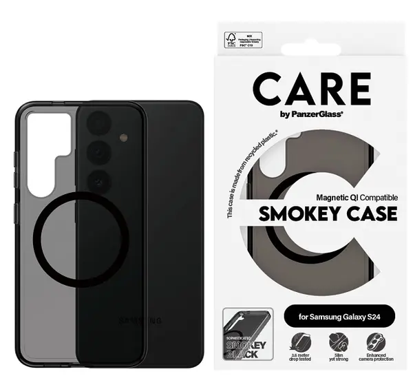 Husa CARE - Smokey, Galaxy S24, Qi, negru