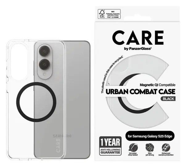 Husa CARE - Urban combat, Galaxy S25 Edge, Qi, transparent