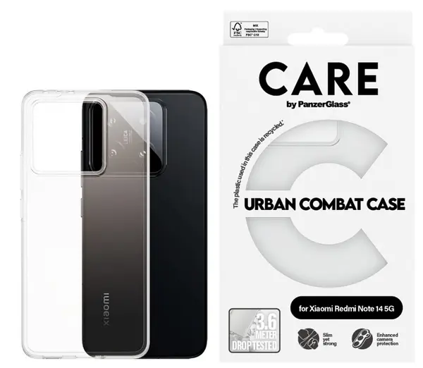 Husă CARE - Urban Combat, Redmi Note 14, transparent