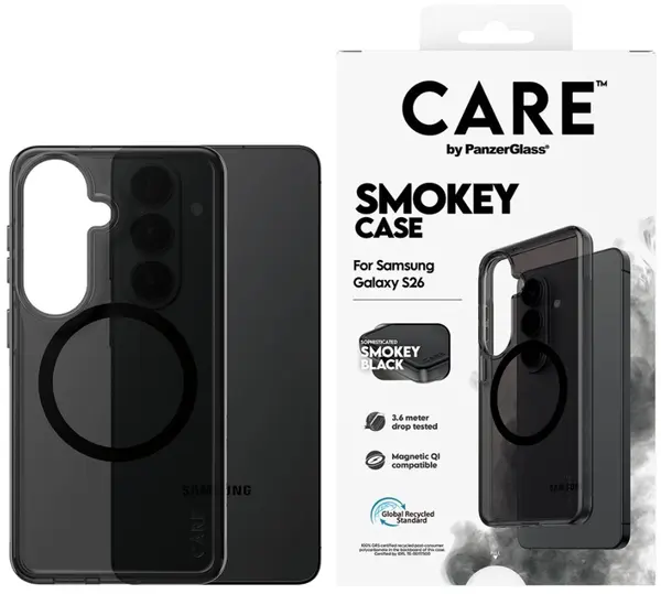 Husă CARE – Urban Explorer Smokey w. Black Qi, Galaxy S26, negru