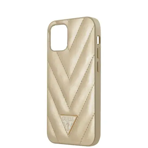 Husa Cover Guess V Quilted GUHCP12SPUVQTMLBE pentru iPhone 12 Mini (Auriu)