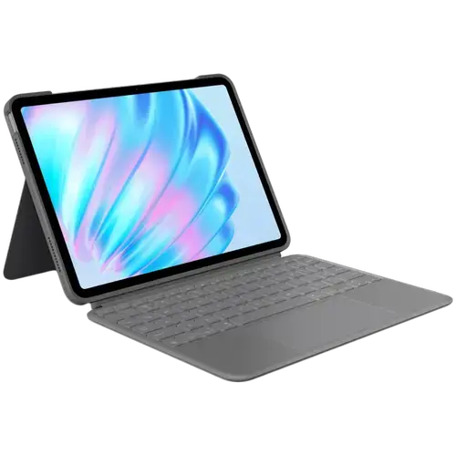 Husa cu tastatura Logitech Combo Touch pentru iPad Pro 11-inch (M2) si iPad Air (5th Gen), Layout US International (Gri deschis)