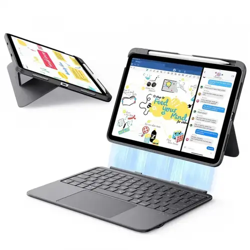 Husa cu Tastatura pentru Apple iPad (2025) / (2022), ESR, Flex, Gri