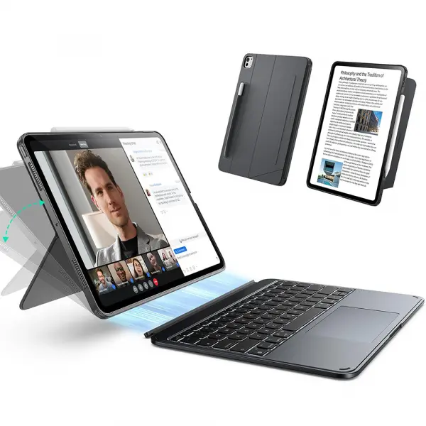 Husa cu Tastatura pentru Apple iPad (2025) / (2022), ESR, Shift, Gri