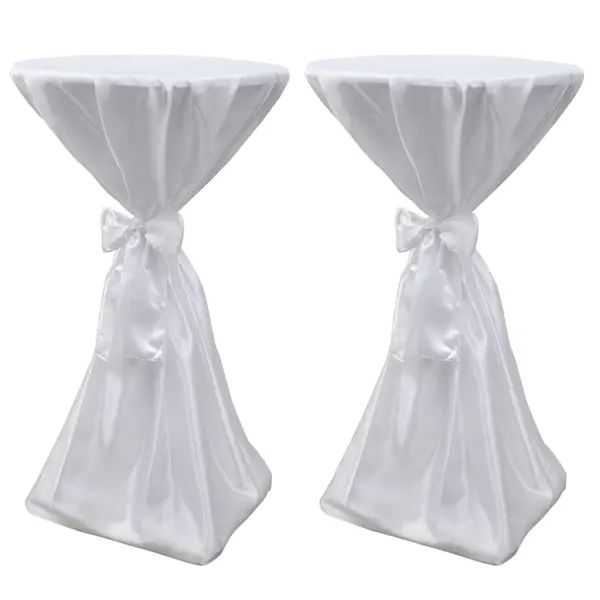 Husa de masa alba, 80 cm, cu funda, 2 buc