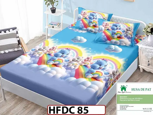 Husa de Pat din Finet + 2 Fete de Perne - Saltea 140x200 - Pat 2 Persoane - HFDC 85