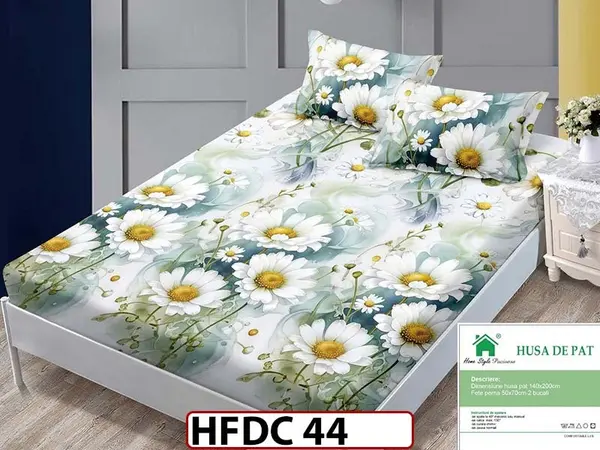 Husa de Pat din Finet + 2 Fete de Perne - Saltea 140x200 - Pat 2 Persoane -HFDC44