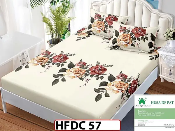 Husa de Pat din Finet + 2 Fete de Perne - Saltea 140x200 - Pat 2 Persoane -HFDC57