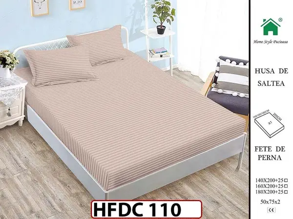 Husa de Pat din Finet + 2 Fete de Perne - Saltea 140x200 - Pat 2 Persoane -HFDC110