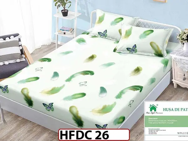 Husa de Pat din Finet + 2 Fete de Perne - Saltea 140x200 - Pat 2 Persoane -HFDC26