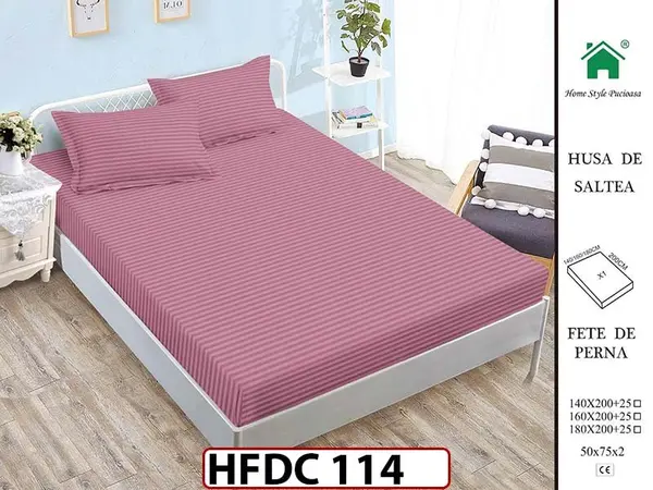Husa de Pat din Finet + 2 Fete de Perne - Saltea 140x200 - Pat 2 Persoane -HFDC114